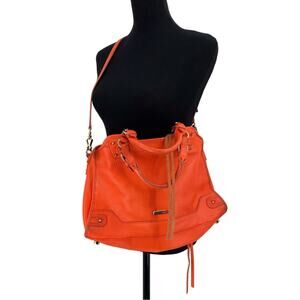 REBECCA MINKOFF Large Leather Crossbody Perforated Back Orange